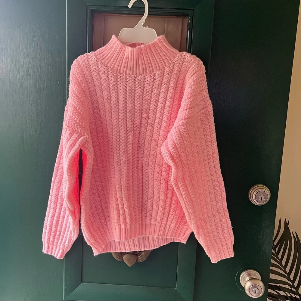 Vintage college point Elegant Pink Turtleneck Sweater